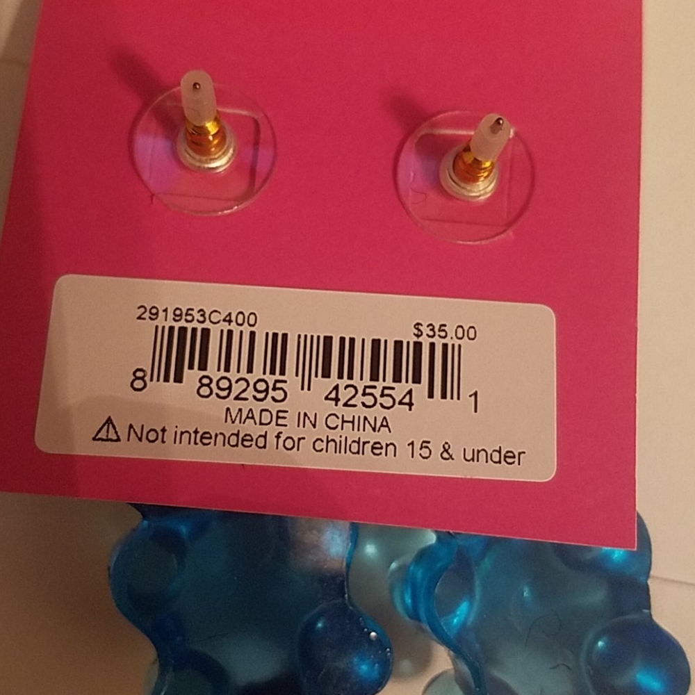 Betsey Johnson gummy bear blue large earr… - Picture 2 of 3